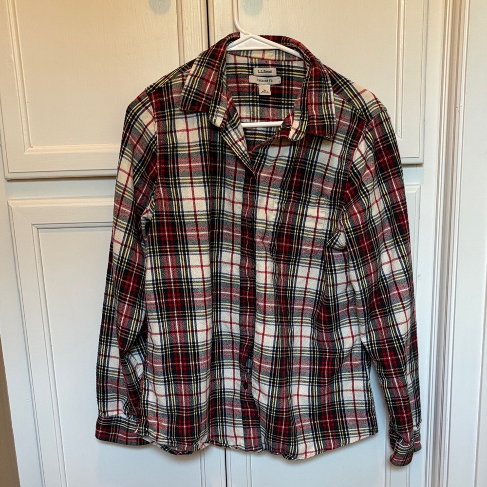 Lands' End Red and Black Plaid Men's Shirt